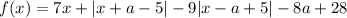 f(x)=7x+|x+a-5|-9|x-a+5|-8a+28