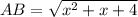 AB=\sqrt{x^2+x+4}