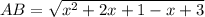 AB=\sqrt{x^2+2x+1-x+3}