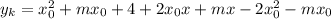 y_k=x_0^2+mx_0+4+2x_0x+mx-2x_0^2-mx_0