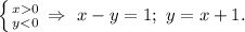 \left \{ {{x 0} \atop {y< 0}} \right. \Rightarrow\ x-y=1;\ y=x+1.