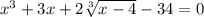 x^3+3x+2\sqrt[3]{x-4} -34=0