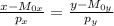 \frac{x - M_{0x}}{p_x} = \frac{y - M_{0y}}{p_y}