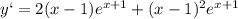 y`=2(x-1)e^{x+1}+(x-1)^2e^{x+1}