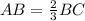 AB=\frac{2}{3} BC