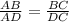 \frac{AB}{AD} =\frac{BC}{DC}