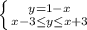 \left \{ {{y=1-x} \atop {x-3\leq y\leq x+3 }} \right.