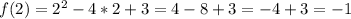 f(2) = 2^{2} -4*2+3=4 - 8 +3 = -4+3 = -1