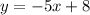 y = -5x+8