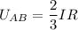 \displaystyle U_{AB}=\frac{2}{3}IR