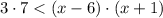 3\cdot7< (x-6)\cdot (x+1)