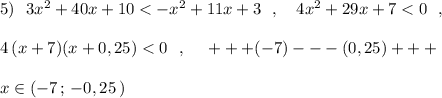 5)\ \ 3x^2+40x+10