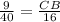 \frac{9}{40} =\frac{CB}{16}