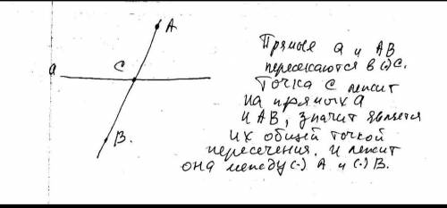 2/ Дана прямая а. Отметьте точки A, B и с так, чтобы прямые AB иа пересекались вточке C, лежащей меж