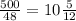 \frac{500}{48}=10\frac{5}{12}