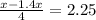 \frac{x - 1.4x}{4} = 2.25