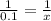 \frac{1}{0.1} = \frac{1}{x}