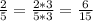 \frac{2}{5} = \frac{2*3}{5*3} = \frac{6}{15}