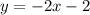 y = - 2x - 2