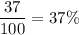 \dfrac{37}{100}=37\%