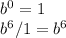 b^{0} =1\\b^{6} /1=b^{6}