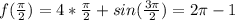 f(\frac{\pi}{2} )=4*\frac{\pi}{2} +sin(\frac{3\pi}{2} )=2\pi-1