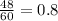 \frac{48}{60} = 0.8