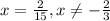 x=\frac{2}{15}, x\neq -\frac{2}{3}