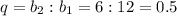 q=b_2:b_1=6:12=0.5