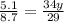 \frac{5.1}{8.7} = \frac{34y}{29}