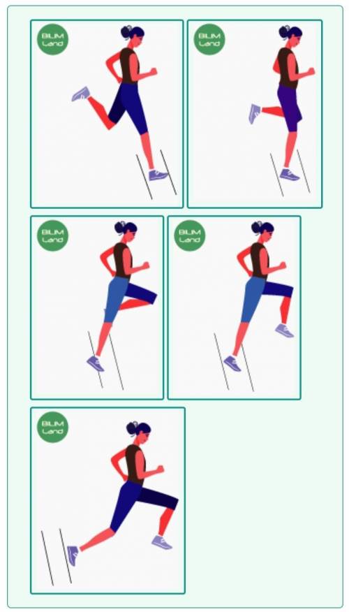 Расставь силуэты по дорожке так, чтобы они составили последовательность действий при выполнении упра
