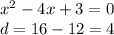 x^{2} -4x+3=0\\d=16-12=4\\