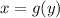 x=g(y)