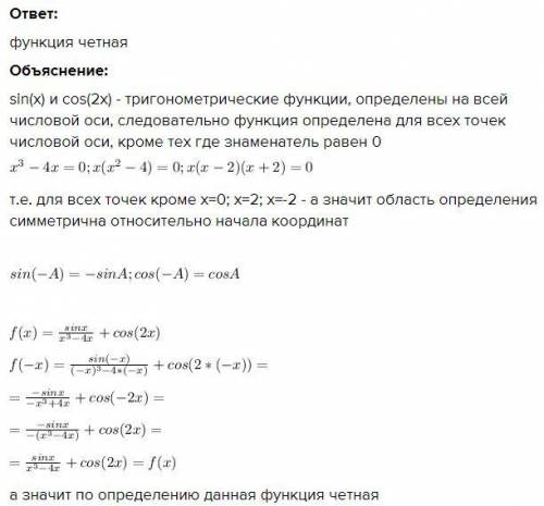 Определите чётная функция или нет С решением