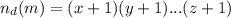 n_d(m)=(x+1)(y+1)...(z+1)