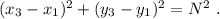 (x_3-x_1)^2+(y_3-y_1)^2=N^2\ .