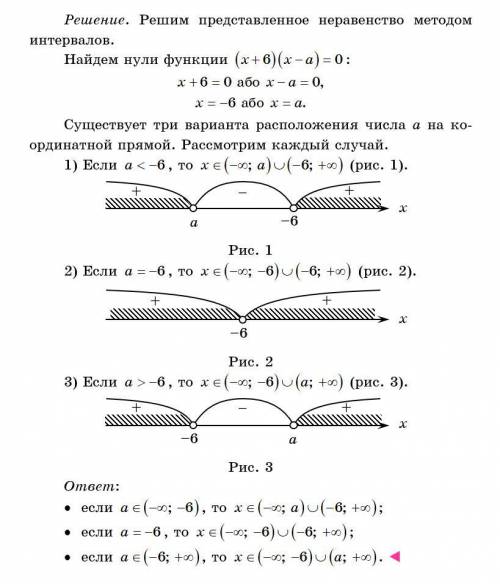 РЕШИТЬ неравенство с параметром : для каждого значения парметра а решить неравенство (х+6)(х-а)>
