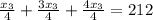 \frac{x_{3} }{4} + \frac{3x_{3} }{4} + \frac{4x_{3} }{4} = 212