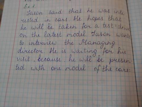 1 Read Jahongir's interview with Jason and write an article. Use Indirect Speech.e.g. Jason said tha