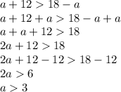 a+1218-a\\a+12+a18-a+a\\a+a+1218\\2a+1218\\2a+12-1218-12\\2a6\\a3