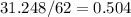 31.248/62=0.504