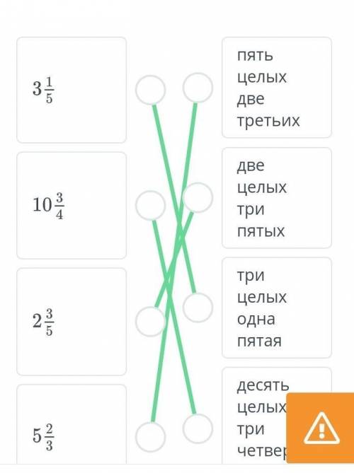 Соедини запись смешанного числа с его чтением. 3/1/5 10/3/4 2/3/5 5/2/3 НУ Я ЗНАЮ ОТВЕТ ПРОСТО САМОМ