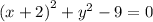 {(x + 2)}^{2} + {y}^{2} - 9 = 0