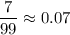 \dfrac{7}{99}\approx 0.07