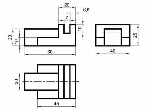 нарисовать главный вид вид с боку вид сверху верхний рисунок
