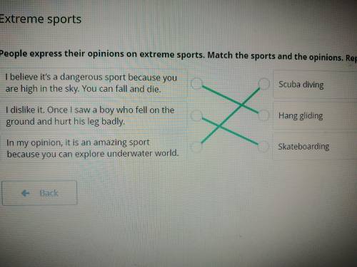 People express their opinions on extreme sports. Match the sports and the opinions. Repeat the opini