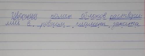 Синтаксический разбор предложения цветные полосы облаков растворились в ровном пламени заката​