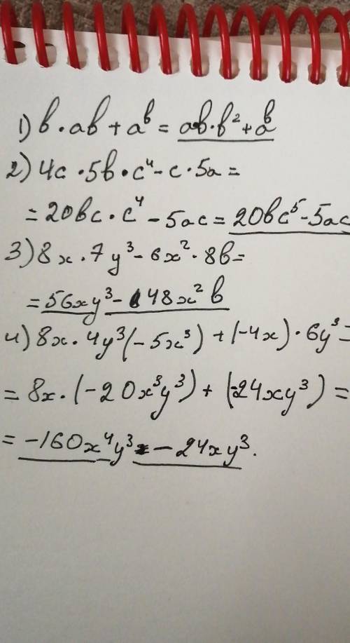 B•ab+a^b 4c•5b•c^4-c•5a8x•7y^3-6x^2•8b8x•4y^3(-5x^3)+(-4x)•6y^3​