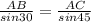 \frac{AB}{sin30} =\frac{AC}{sin45}