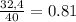 \frac{32,4}{40} =0.81